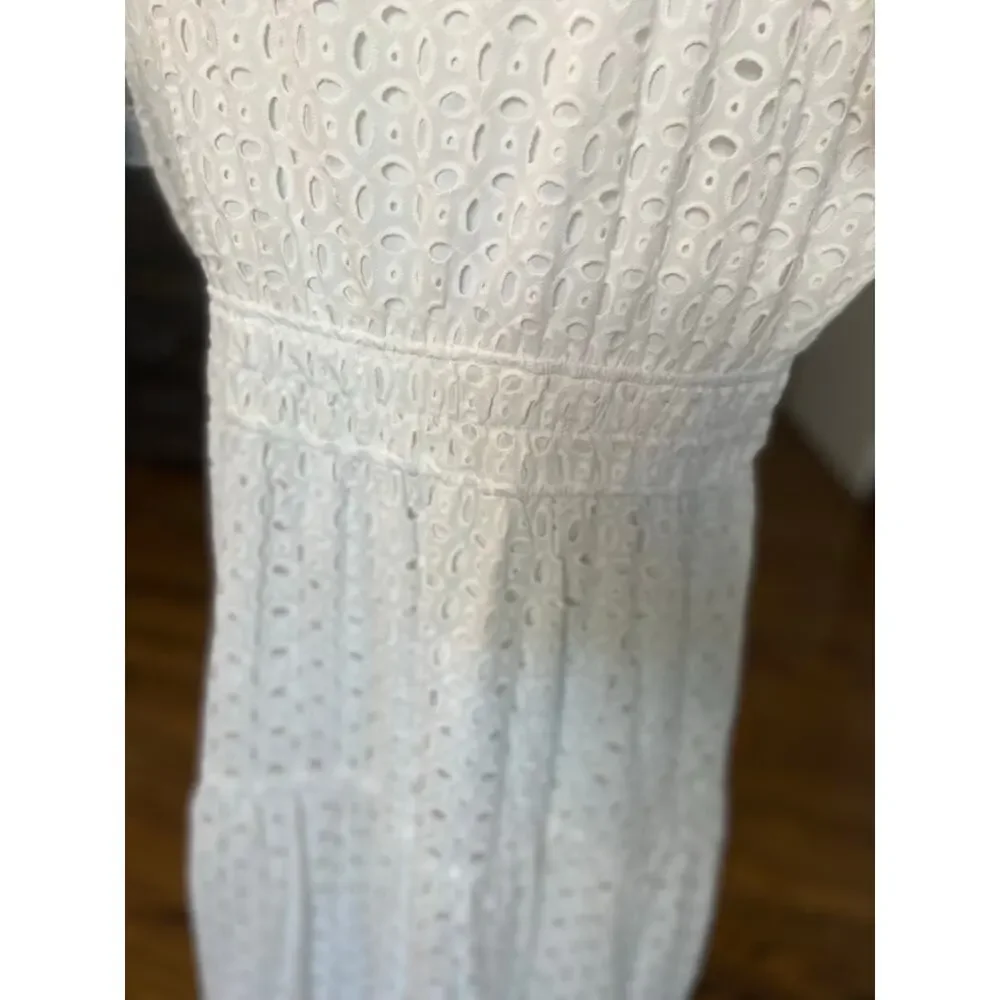 Pretty Garden white eyelet lace fully lined tiered maxi dress W - Picture 8 of 13